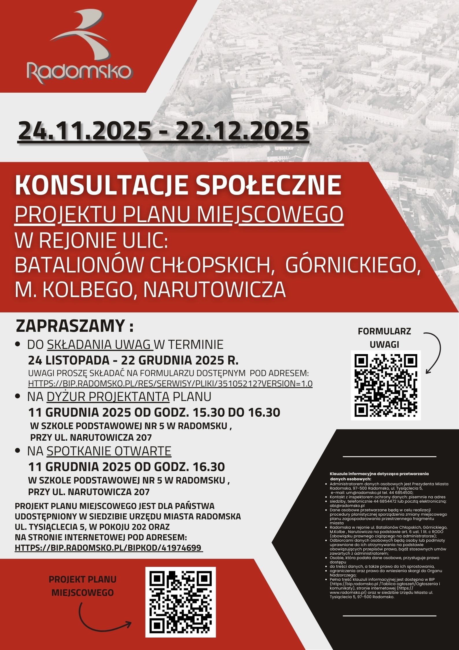 Konsultacje społeczne projektu Planu Miejscowego