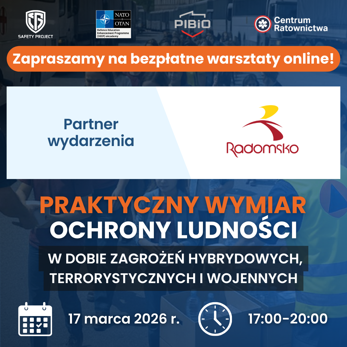 Zapraszamy na bezpłatne warsztaty online nt. ochrony ludności w dobie zagrożeń hybrydowych, terrorystycznych i wojennych